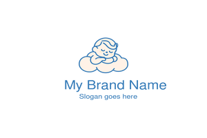 Sleeping Baby on Cloud Hidden in Star – Peaceful Cartoon Logo for Baby Products and Childcare Brands